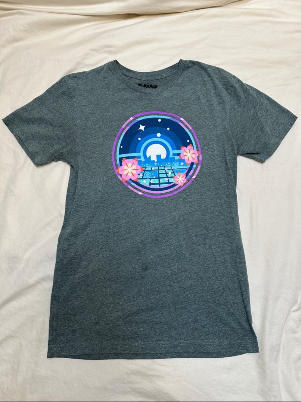 Pokemon Gray Short-Sleeve Tee with Blue & Pink Graphic